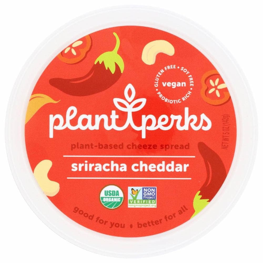 Plant Perks Grocery > Dairy, Dairy Substitutes and Eggs > Cheeses PLANT PERKS: Cheeze Spread Srirach Chd, 5 oz