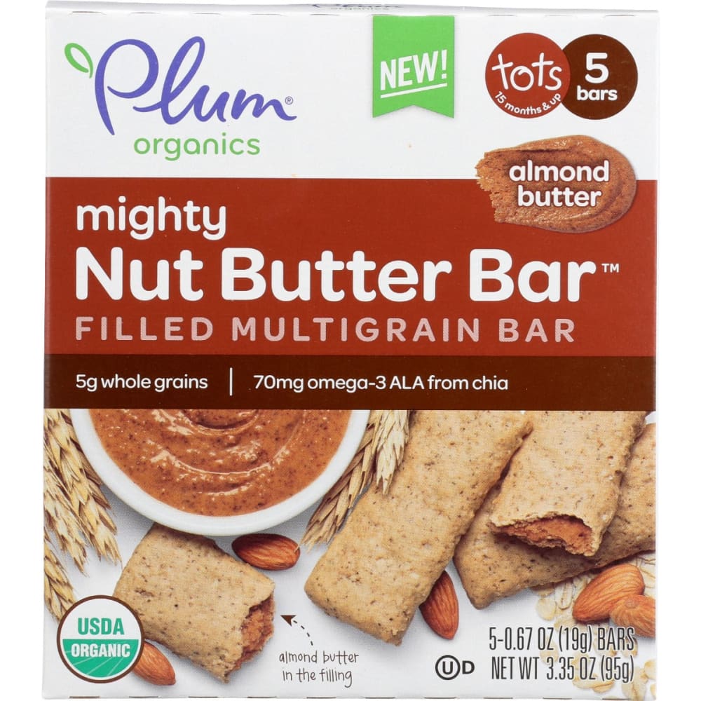 PLUM ORGANICS: Bar Mghty Morn Almdnt Btr 3.35 oz (Pack of 5) - PLUM ORGANICS