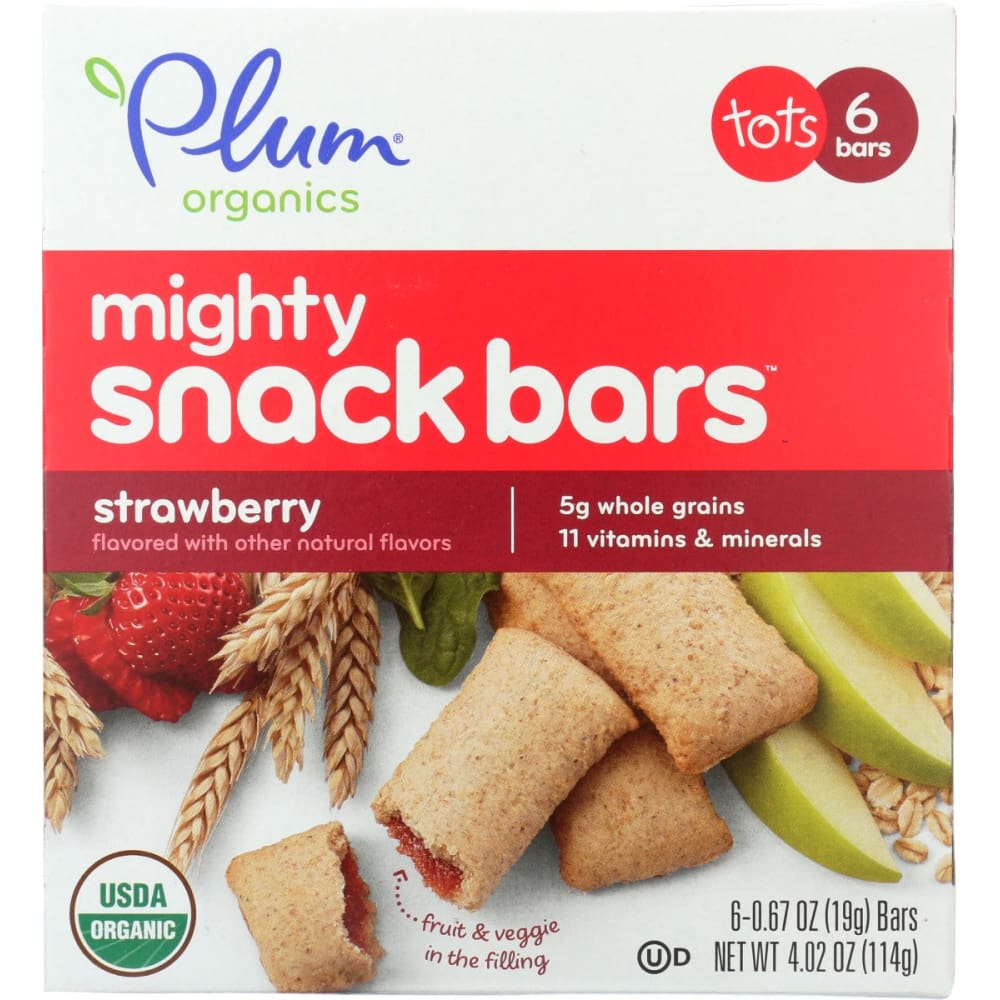 PLUM ORGANICS: Bar Mghty Snk Strawberry 4.02 oz (Pack of 5) - PLUM ORGANICS
