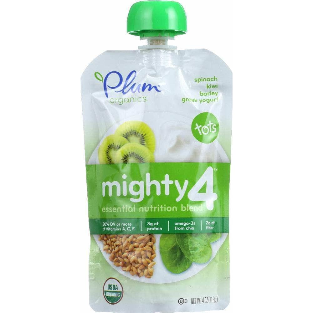 Plum Organics Plum Organics Tots Mighty 4 Essential Nutrition Blend Spinach Kiwi Barley Greek Yogurt, 4 oz