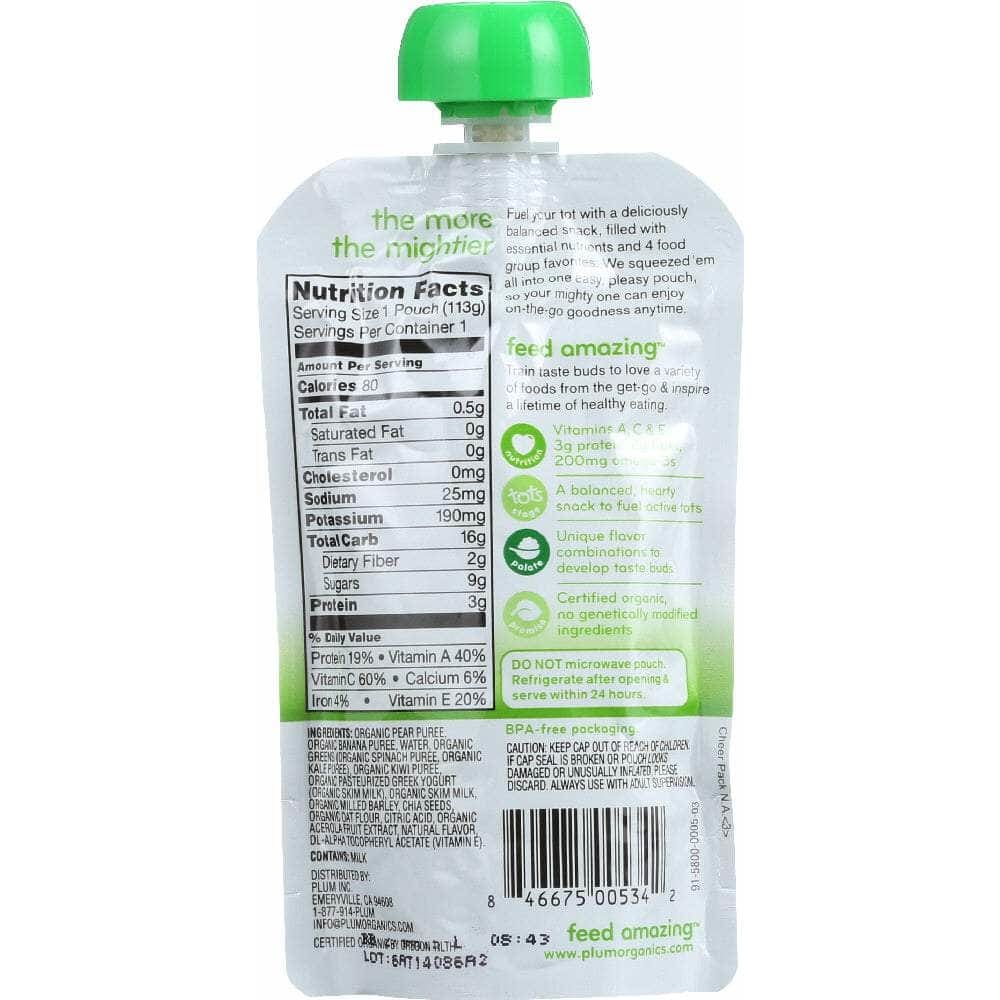 Plum Organics Plum Organics Tots Mighty 4 Essential Nutrition Blend Spinach Kiwi Barley Greek Yogurt, 4 oz