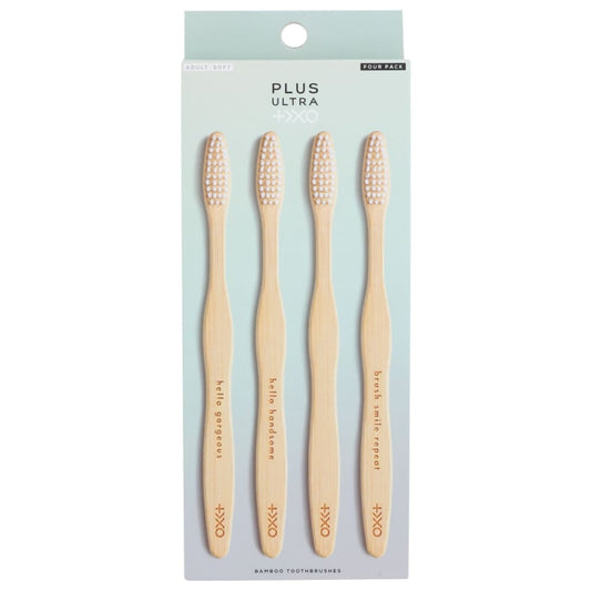 PLUS ULTRA: Toothbrush Bamboo 4Pk 4 EA (Pack of 2) - Beauty & Body Care > Oral Care > Toothbrushes - PLUS ULTRA