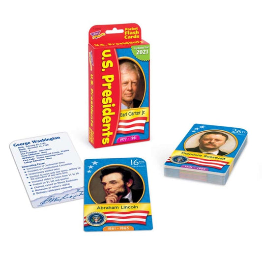 Pocket Flash Cards Presidents 56-Pk 3 X 5 Two-Sided Cards (Pack of 10) - Government - Trend Enterprises Inc.