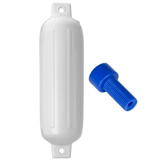 Polyform G-3 Twin Eye Fender 5.5 x 19 - White w/ Adapter - Anchoring & Docking | Fenders - Polyform U.S.