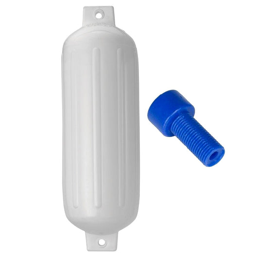 Polyform G-5 Twin Eye Fender 8.8 x 26.8 - White w/ Adapter - Anchoring & Docking | Fenders - Polyform U.S.
