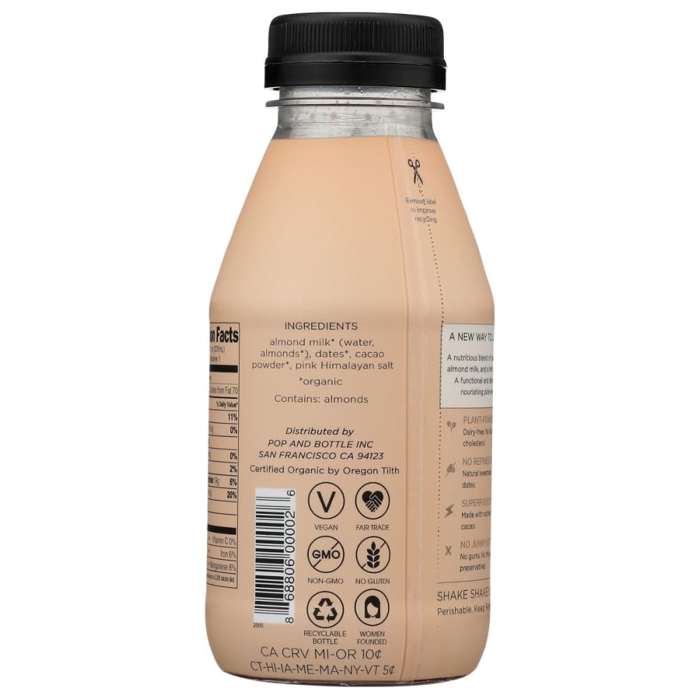 POP AND BOTTLE: Cacao Almond Latte 11 oz - Grocery > Beverages > Milk & Milk Substitutes - POP AND BOTTLE