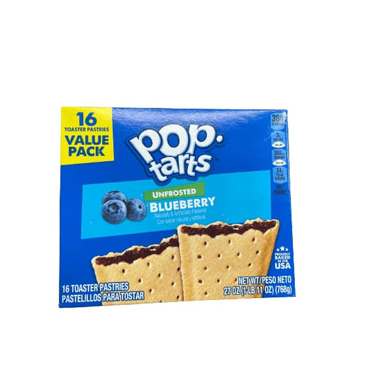 Pop-Tarts Pop-Tarts Toaster Pastries, Unfrosted Blueberry, 16 Ct, 27 Oz, Box