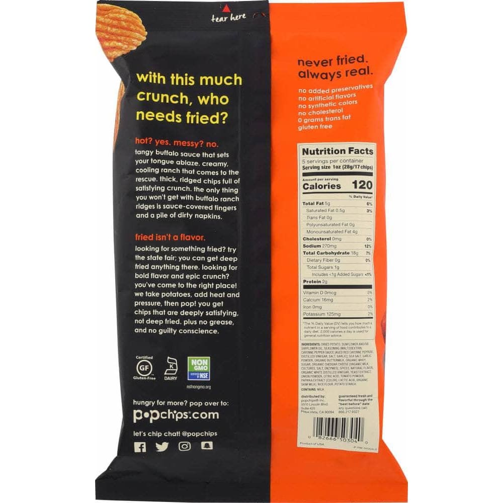 Chips Ridgets Popchips Chip Ridges Buffalo Ranch, 5 oz (Case of 4) | ShelHealth