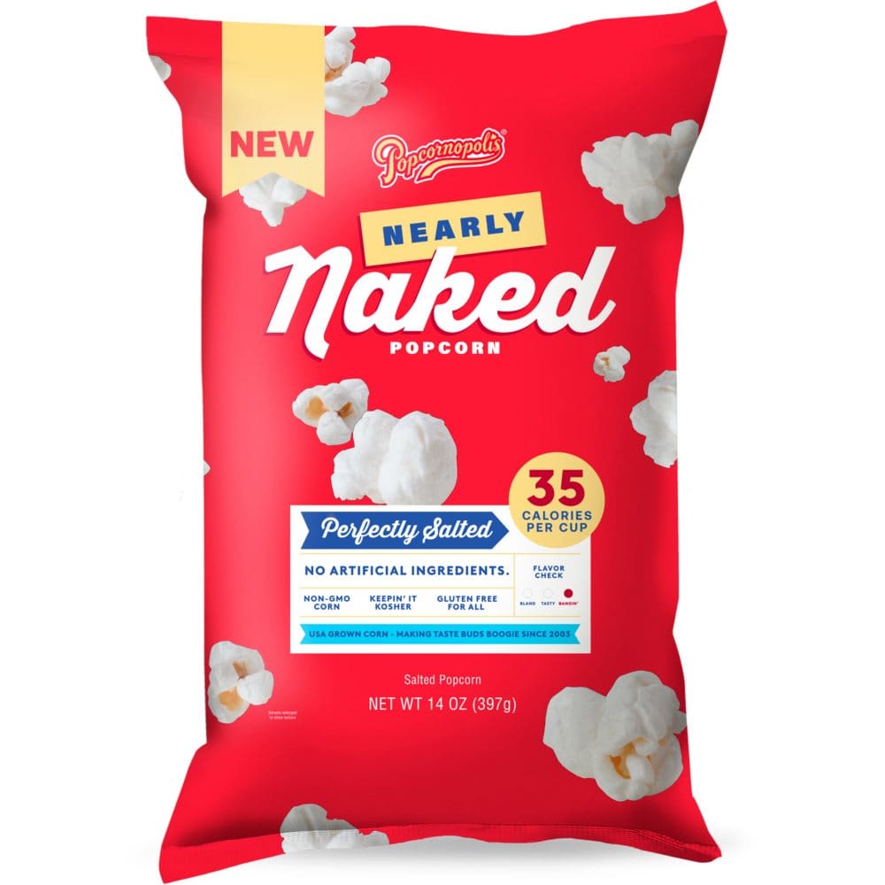 Popcornopolis Nearly Naked Perfectly Salted Popcorn (14 oz.) - Healthy Snacks - ShelHealth