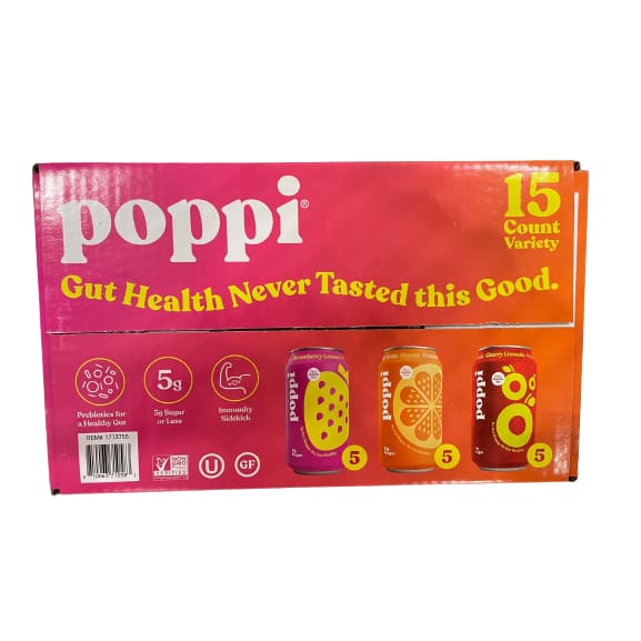 Poppi Gut Health Never Tasted This Good Variety Pack 15 x 12 oz. - Poppi