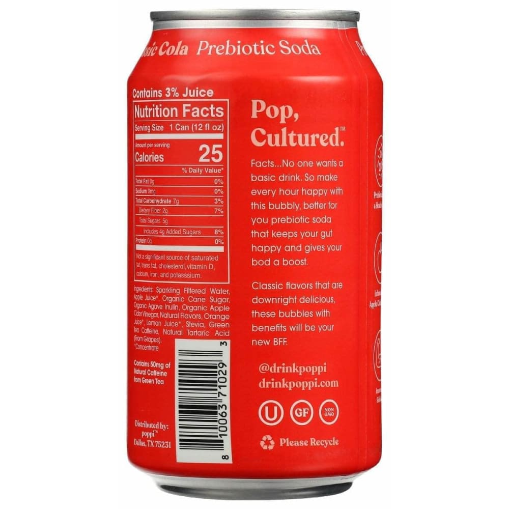 POPPI Poppi Soda Prebiotic Cola Clsc, 12 Fo