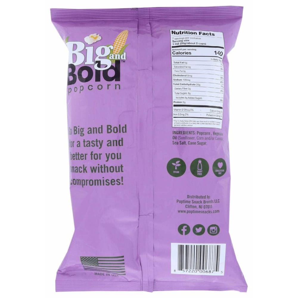 POPTIME BIG AND BOLD Popcorn Sweet & Salty, 7 oz (Case of 4) ShelHealth