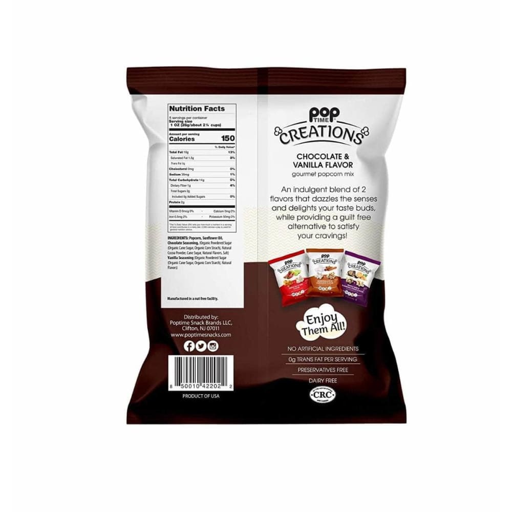 POPTIME CREATIONS Grocery > Snacks > Popcorn POPTIME CREATIONS: Chocolate & Vanilla Gourmet Popcorn Mix, 5 oz