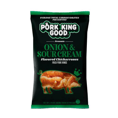Pork King Good Onion & Sour Cream Flavored Pork Rinds 1.75oz (Case of 12) - Snacks/Bulk Snacks - Pork King Good
