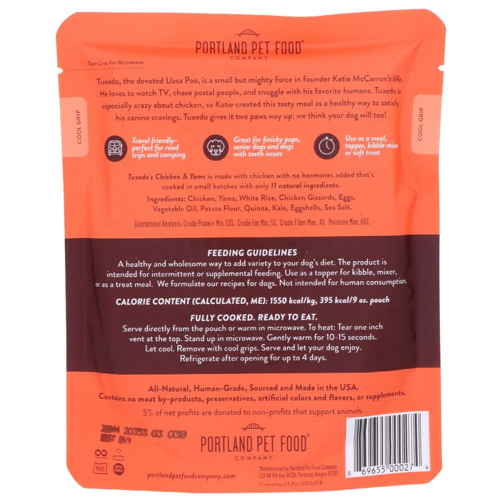 PORTLAND PET FOOD COMPANY: Tuxedos Chicken and Yams Meal Pouch 9 oz - Pet > Dog Food - PORTLAND PET FOOD COMPANY