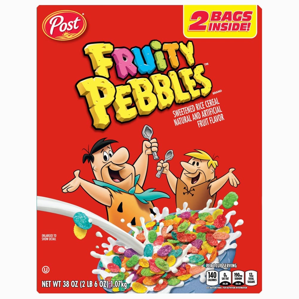 Post Post Fruity Pebbles Crispy Rice Cereal 2 pk./19 oz. - Home/Grocery Household & Pet/Canned & Packaged Food/Breakfast Food/Cereal & Oats/