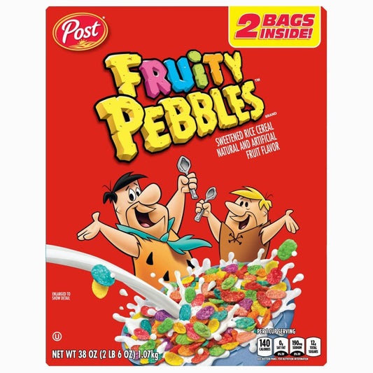 Post Post Fruity Pebbles Crispy Rice Cereal 2 pk./19 oz. - Home/Grocery Household & Pet/Canned & Packaged Food/Breakfast Food/Cereal & Oats/