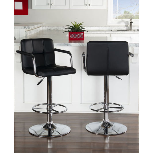 Powell Powell Adjustable-Height Quilted Barstool - Black/Chrome - Home/Home/Big Home Savings/Furniture Savings/ - Powell