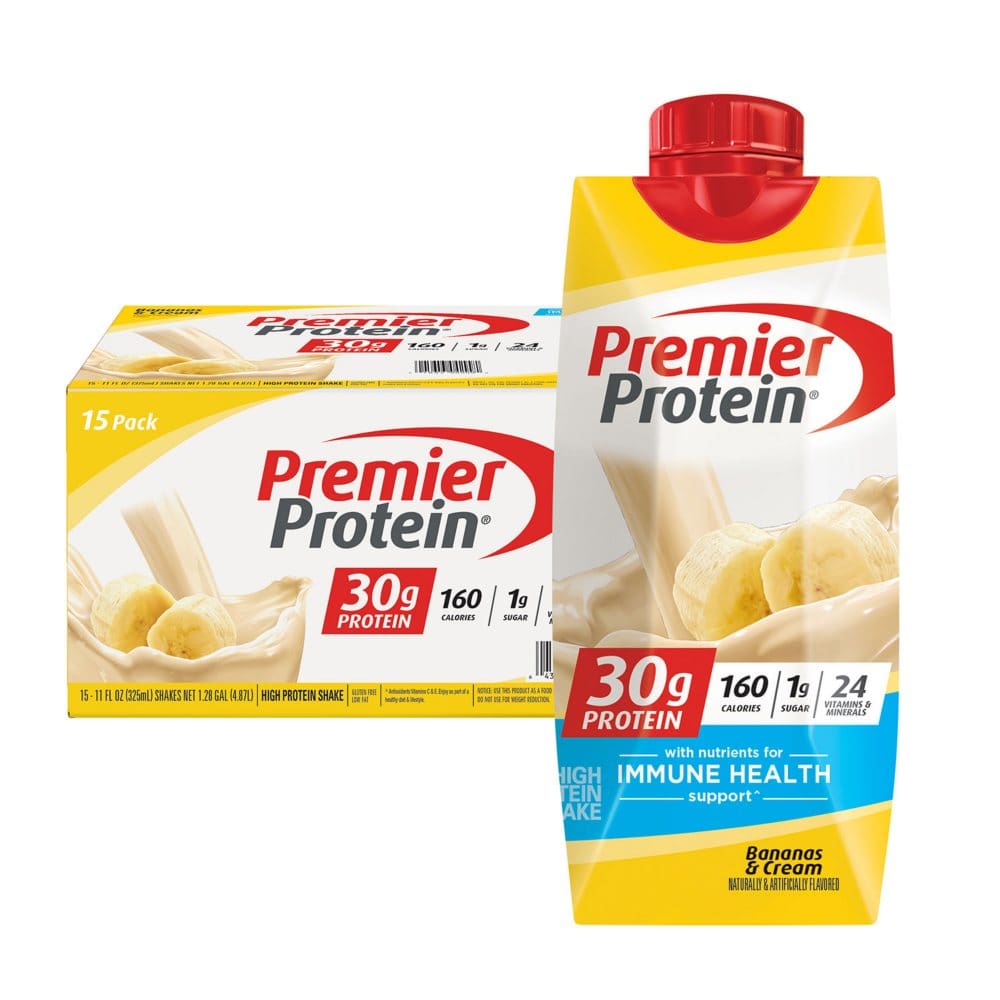 Premier Protein 30g. High Protein Shake Bananas & Cream (11 fl. oz. 15 pk.) - Premier Protein Shakes - ShelHealth