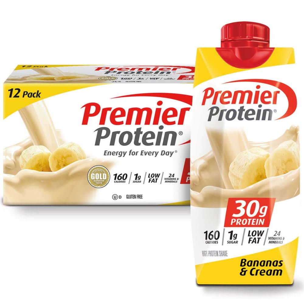 Premier Protein High Protein Shake Bananas & Cream (11 fl. oz. 12 pack) - Protein & Fitness - Premier