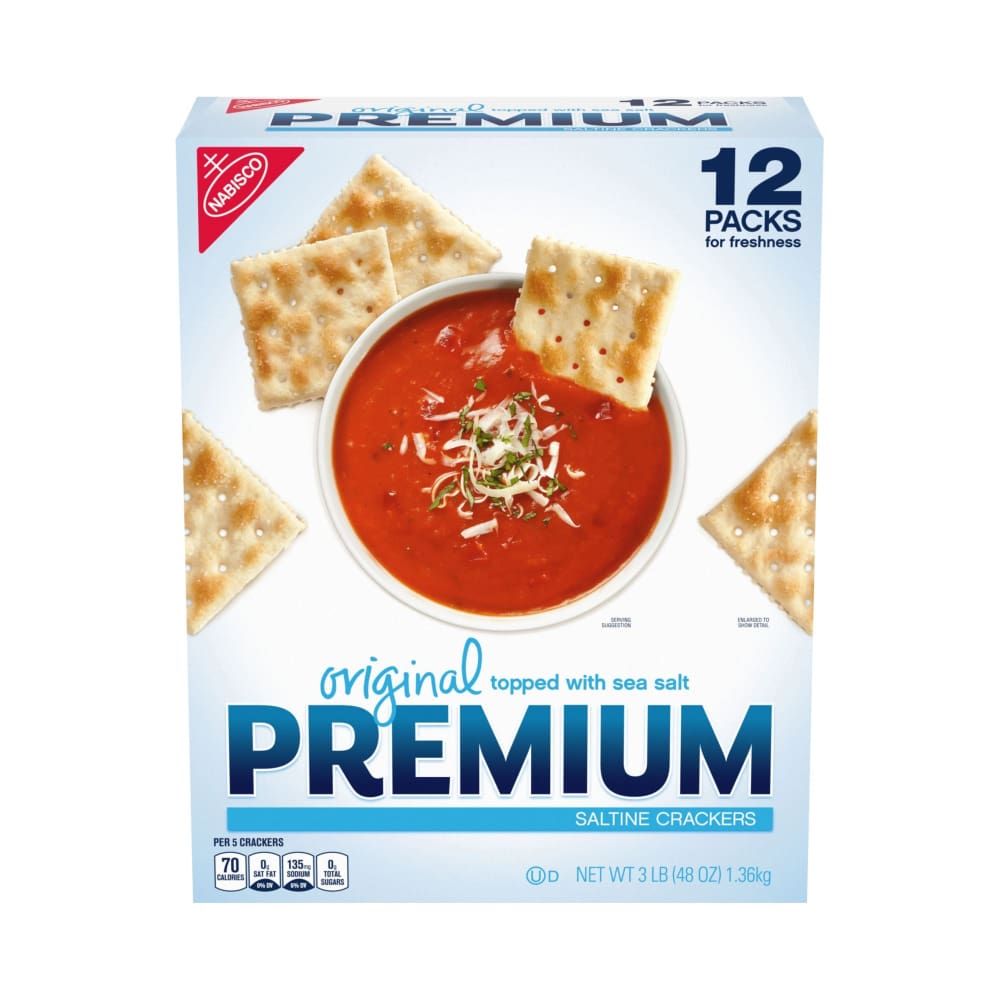Premium Original Saltine Crackers 12 pk. - Home/Grocery Household & Pet/Canned & Packaged Food/Snacks/Salty Snacks/ - Premium