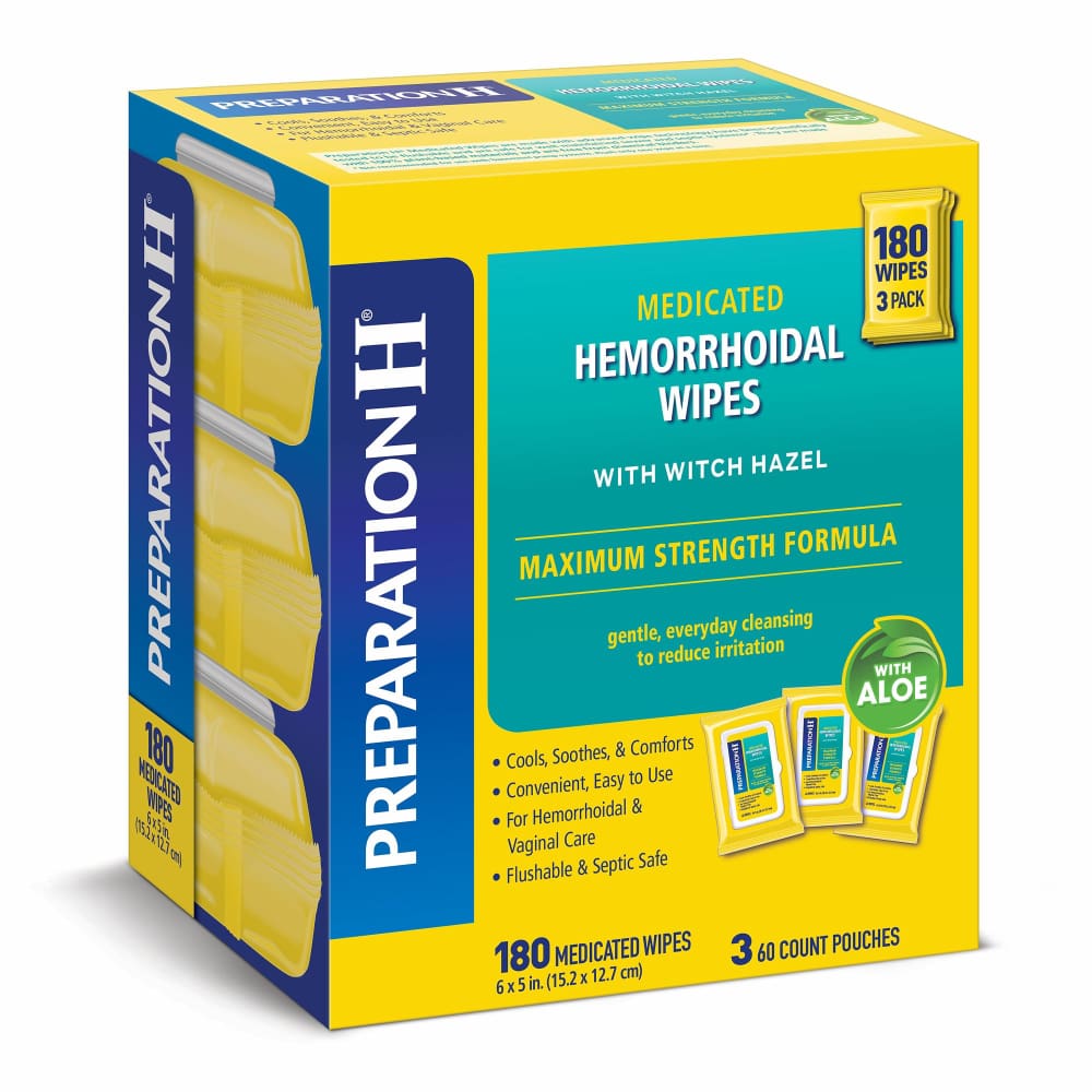 Preparation-H Maximum Strength Medicated Hemorrhoidal Wipes with Witch Hazel and Aloe 180 ct. - Preparation H