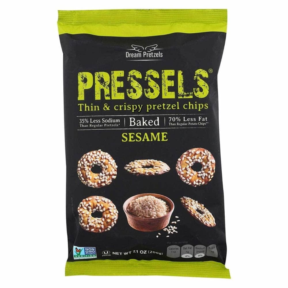 PRESSELS Grocery > Snacks > Chips PRESSELS: Baked Sesame Thin & Crispy Pretzel Chips, 7.1 oz