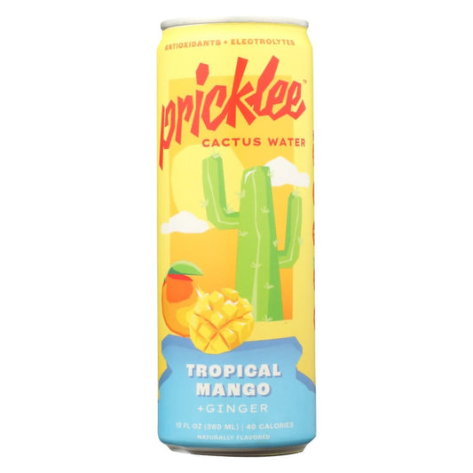 PRICKLEE: Tropical Mango Plus Ginger Cactus Water 12 fo (Pack of 5) - Grocery > Beverages > Water - PRICKLEE