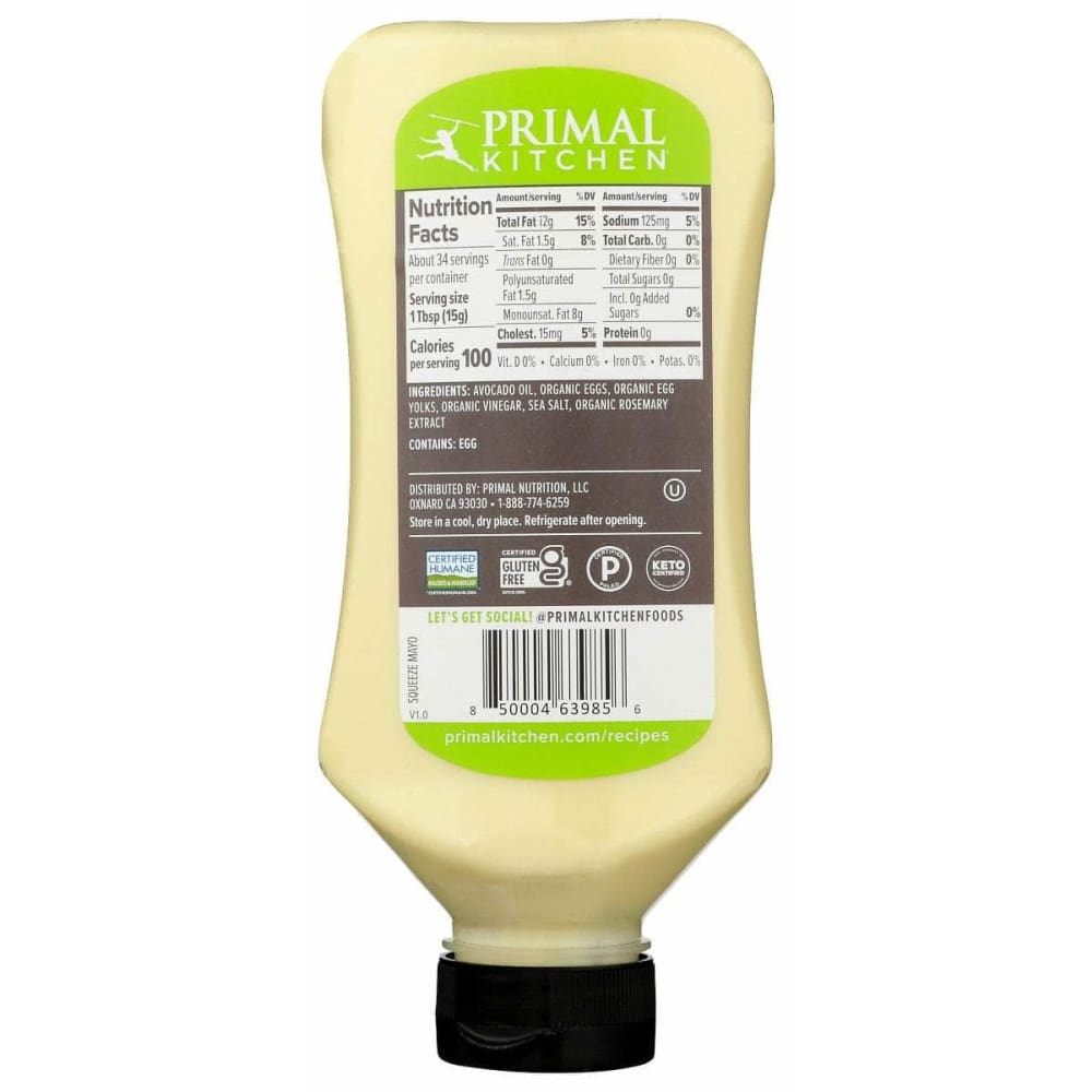 PRIMAL KITCHEN Grocery > Pantry > Condiments PRIMAL KITCHEN: Mayo Avocado Oil Sqz, 17 oz