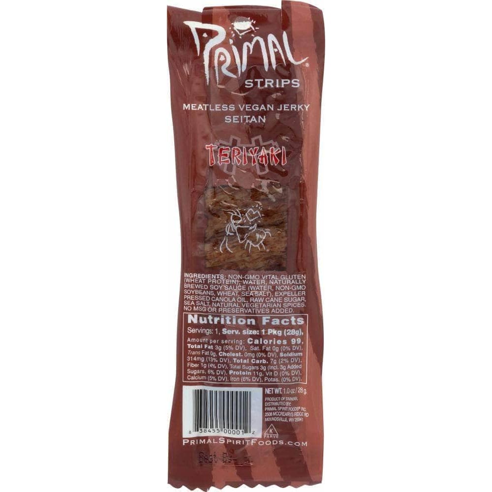Primal Strips Primal Strips Jerky Meatless Seitan Teriyaki, 1 oz