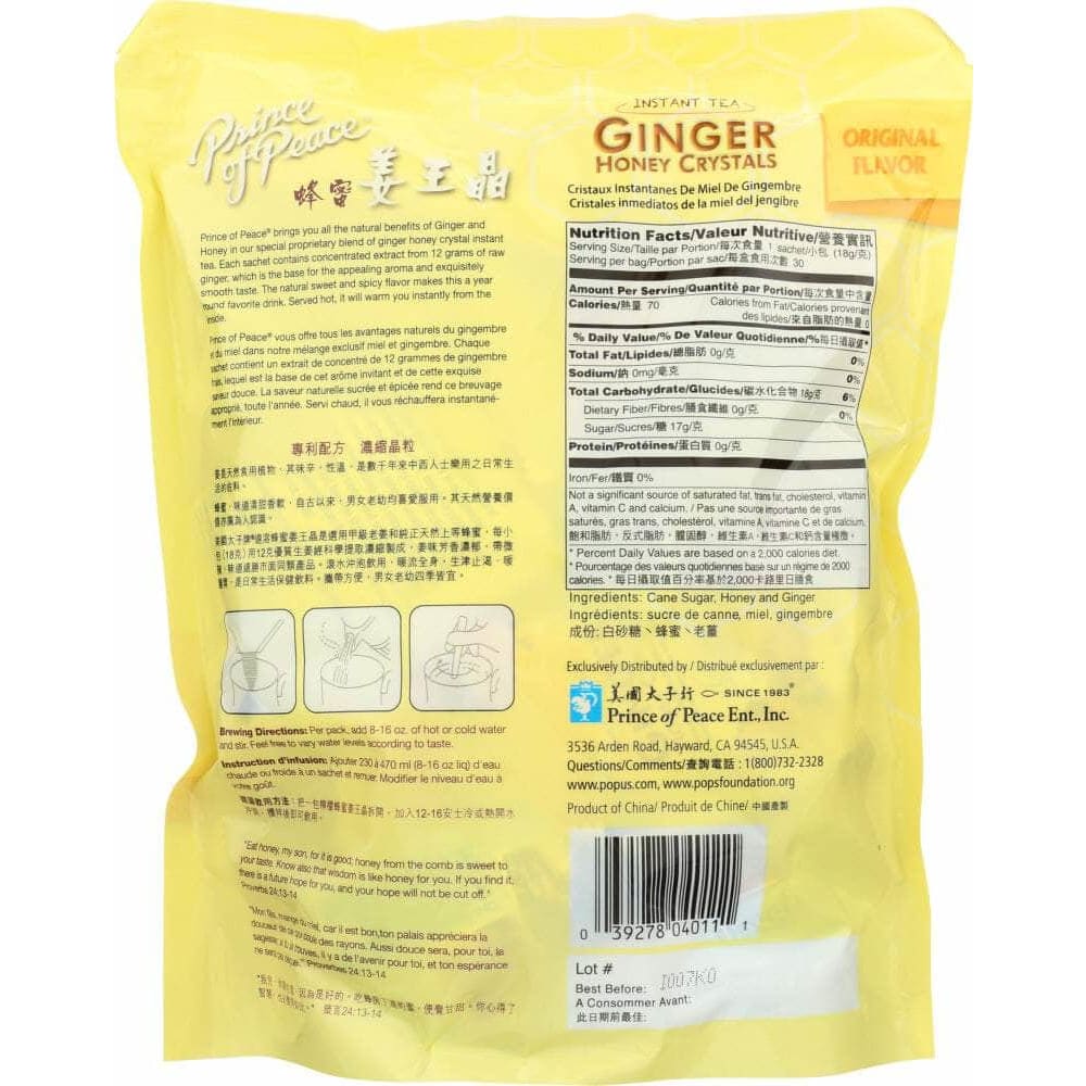 Prince Of Peace Prince Of Peace Instant Tea Original Ginger Honey Crystals, 30 bg