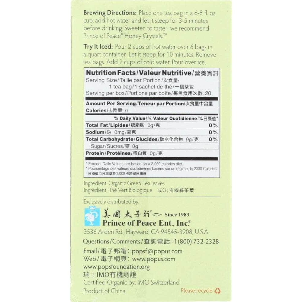 Prince Of Peace Prince Of Peace Organic Green Tea, 20 bg
