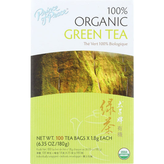 PRINCE OF PEACE: Tea Green Organic 100 bg (Pack of 4) - Beverages > Coffee Tea & Hot Cocoa - PRINCE OF PEACE