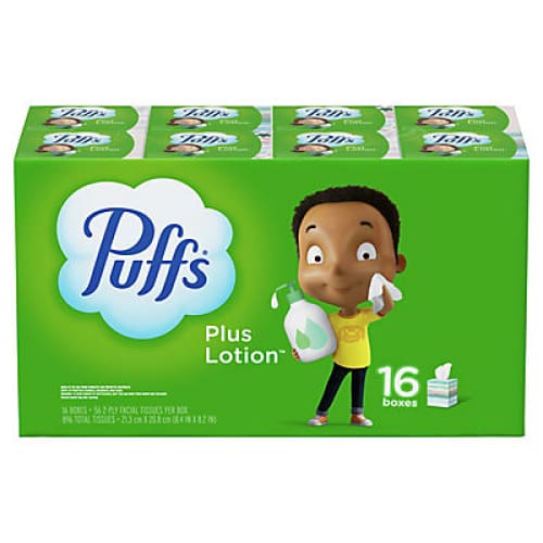 Puffs Plus Lotion Two-Ply Facial Tissues 16 pk./56 ct. - Home/Household Essentials/Bathroom Supplies/Facial Tissue/ - Puffs