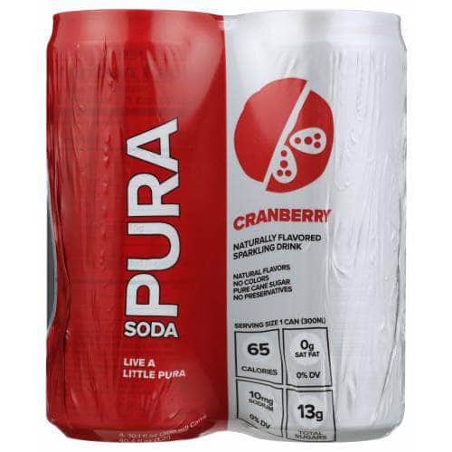 PURA SODA Pura Soda Soda Cranberry 4Pk, 40.4 Fo