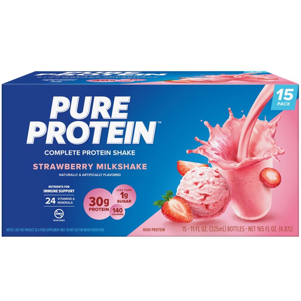 Pure Protein Strawberry Protein Milkshake (11 fl. oz.,15 ct.) - Diet Nutrition & Protein - Pure