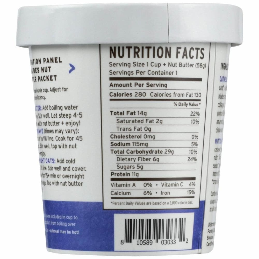 PURELY ELIZABETH Purely Elizabeth Blueberry Walnut Collagen Protein Oats Cup, 2 Oz