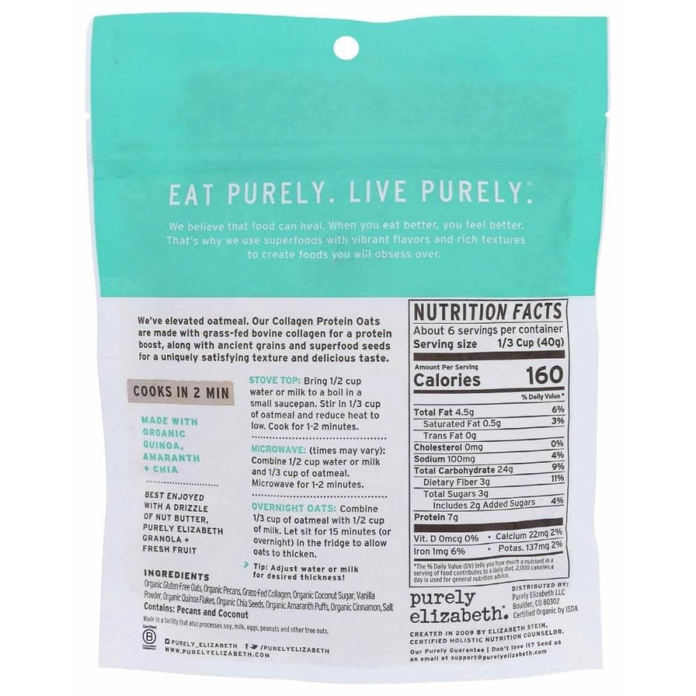 PURELY ELIZABETH Purely Elizabeth Collagen Oat Vnilla Pecan, 8 Oz