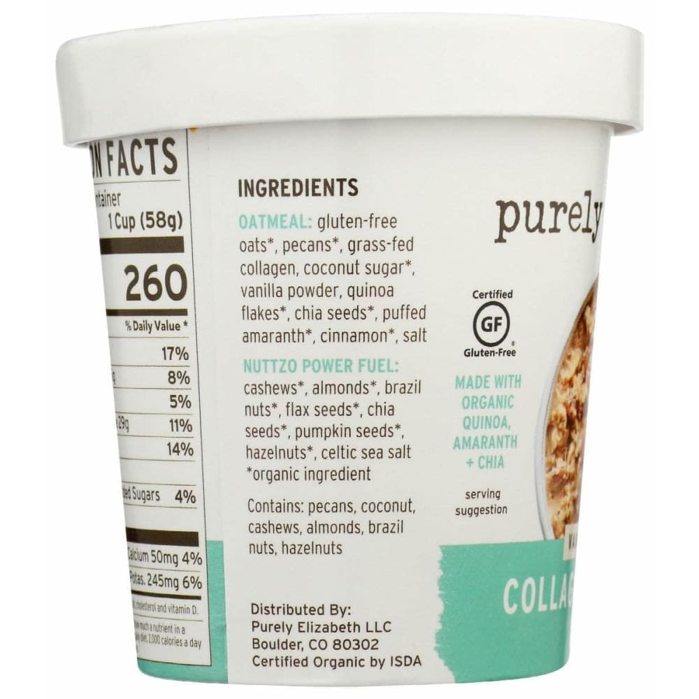 PURELY ELIZABETH Purely Elizabeth Vanilla Pecan Collagen Protein Oats Cup, 2 Oz