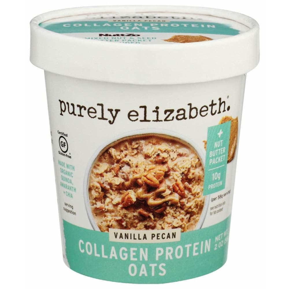 PURELY ELIZABETH Purely Elizabeth Vanilla Pecan Collagen Protein Oats Cup, 2 Oz