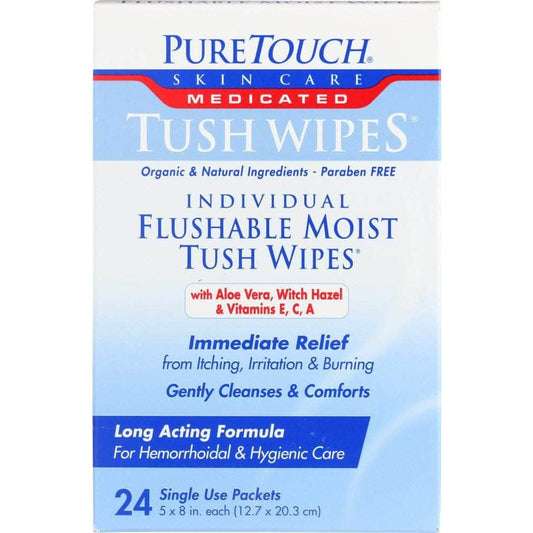 PURETOUCH Puretouch Skin Tush Wipes Medicated, 24 Ct