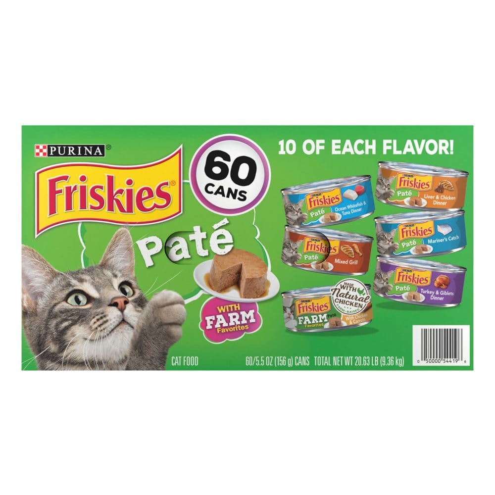 Purina Friskies Pate Wet Cat Food Mainline Favorite Variety Pack (5.5 oz. 60 ct.) - Purina Cat Friskies - ShelHealth