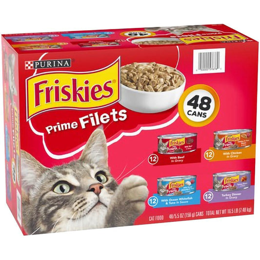 Friskies Purina Friskies Prime Filets Cat Food Variety Pack 48 pk./5.5 oz. - Home/Grocery Household & Pet/Pet/Pet Food & Treats/Pet Food/ -