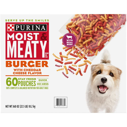 Purina Moist & Meaty Burger with Cheddar Cheese Flavor Dog Food 60 ct./6 oz. - Purina