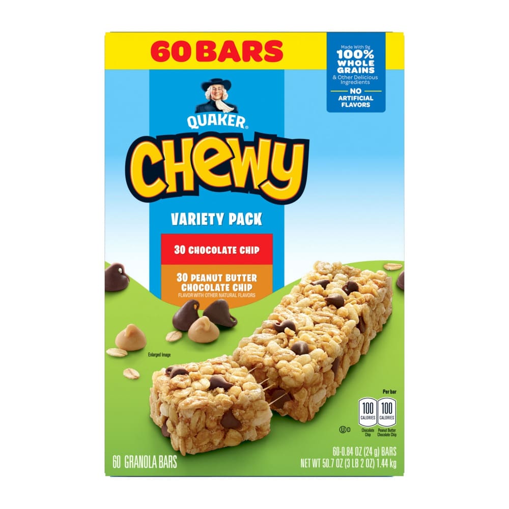 Quaker Chewy Granola Bars Variety Pack 60 pk. - Home/Grocery Household & Pet/Canned & Packaged Food/Snacks/Snack Bars & Cakes/ - Quaker