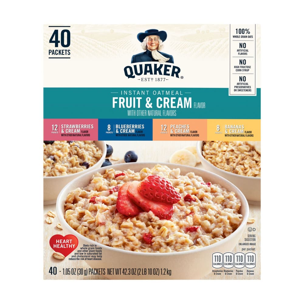 Quaker Fruit and Cream Instant Oatmeal 40 ct. - Quaker
