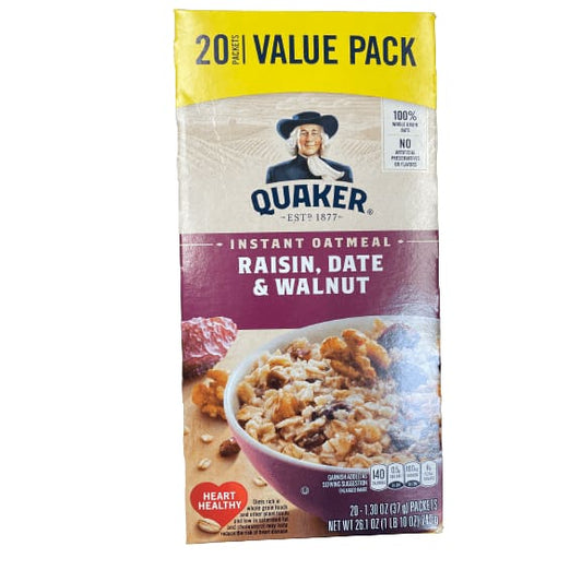 Quaker Quaker Instant Oatmeal, Raisin, Date & Walnut, 1.30 oz, 20 Packets