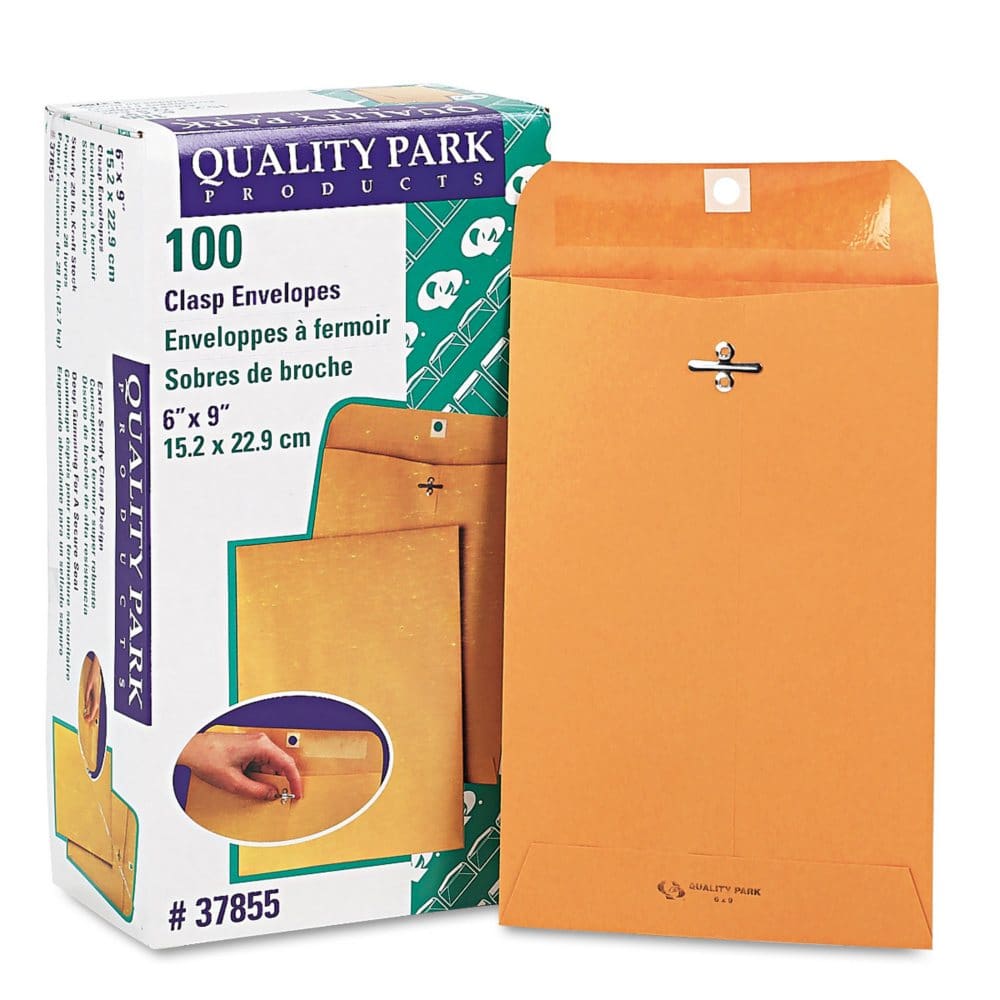 Quality Park - Clasp Envelope 6 x 9 Brown Kraft - 100/Box - Writing Pads Notebooks & Envelopes - Quality