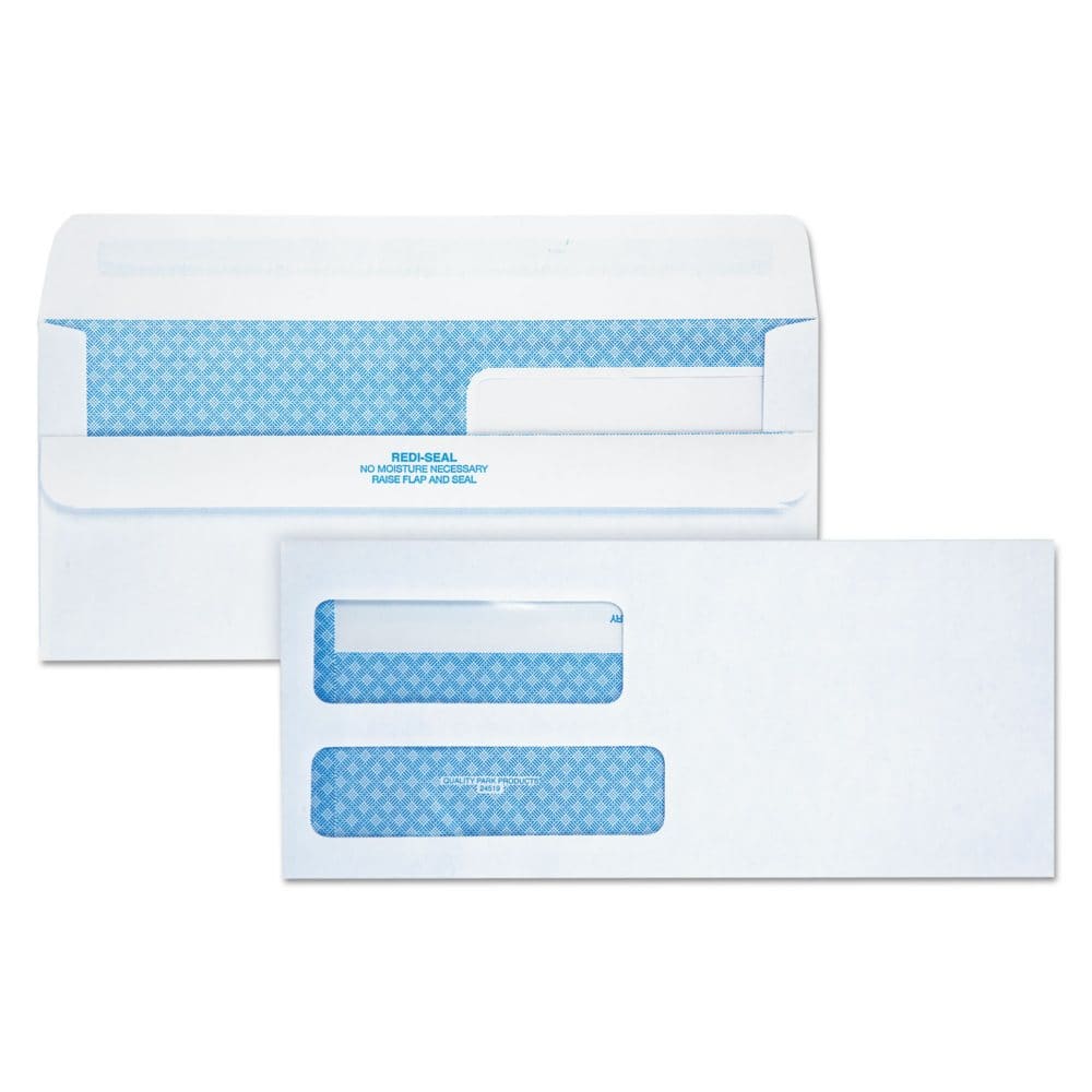 Quality Park - Redi-Seal Envelope Security #9 Double Window Contemporary White - 250/Carton - Writing Pads Notebooks & Envelopes - Quality