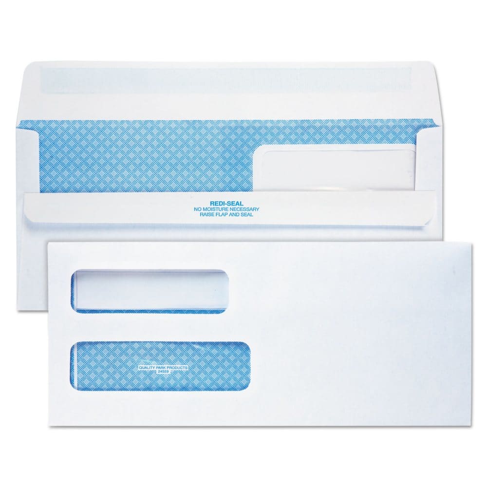Quality Park - Redi-Seal Envelopes #10 (4-1/8 X 9-1/2) - Double Window - Writing Pads Notebooks & Envelopes - Quality